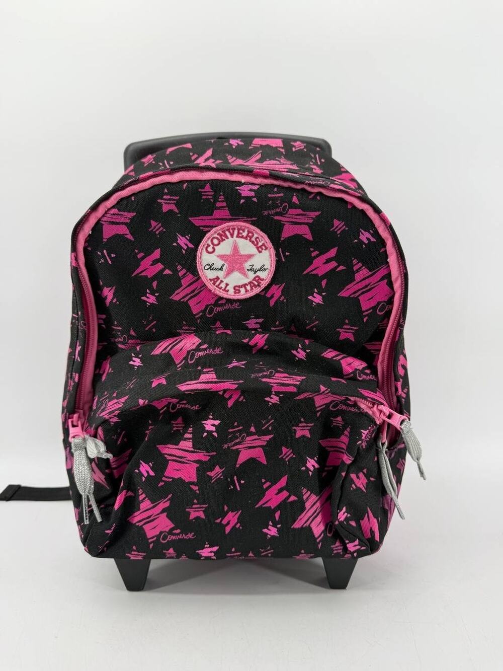 Converse All Star Black Pink Star Print Rolling Backpack Trolley School Bag